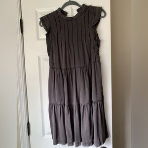 Anthropologie Dark Gray Ruffled Tiered Dress
